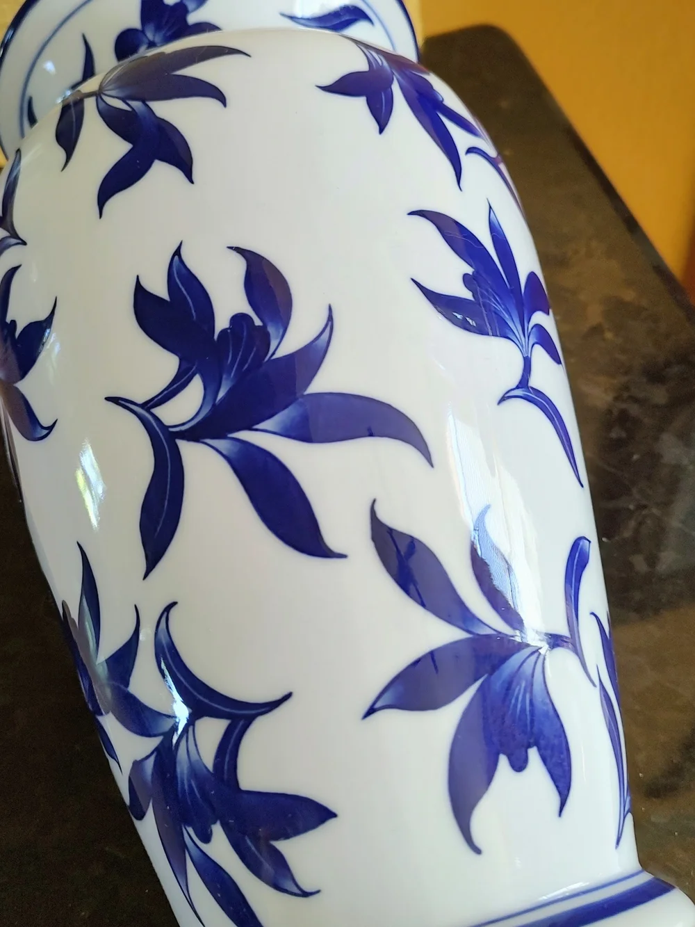 Blue and White Floral Ceramic Vase -